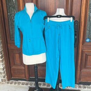 Turquoise Matching Jacket Sweatpants Set Comfy Teal